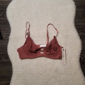 NWT Nicole Miller Unlined Bra In Rust Red Size 36B